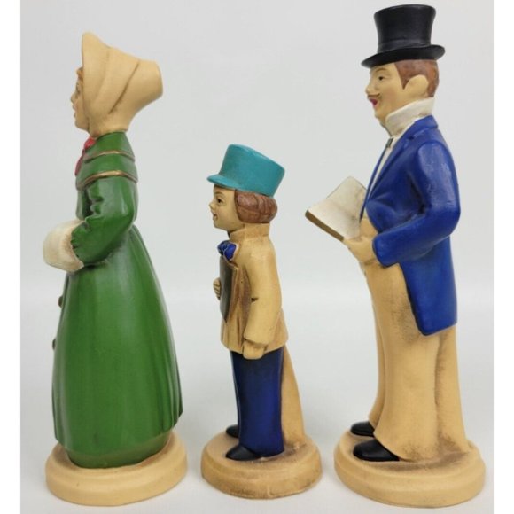 Vtg 3 Pc Paper Mache Composite Victorian Christmas Carolers Fine A Quality Japan - Picture 7 of 9
